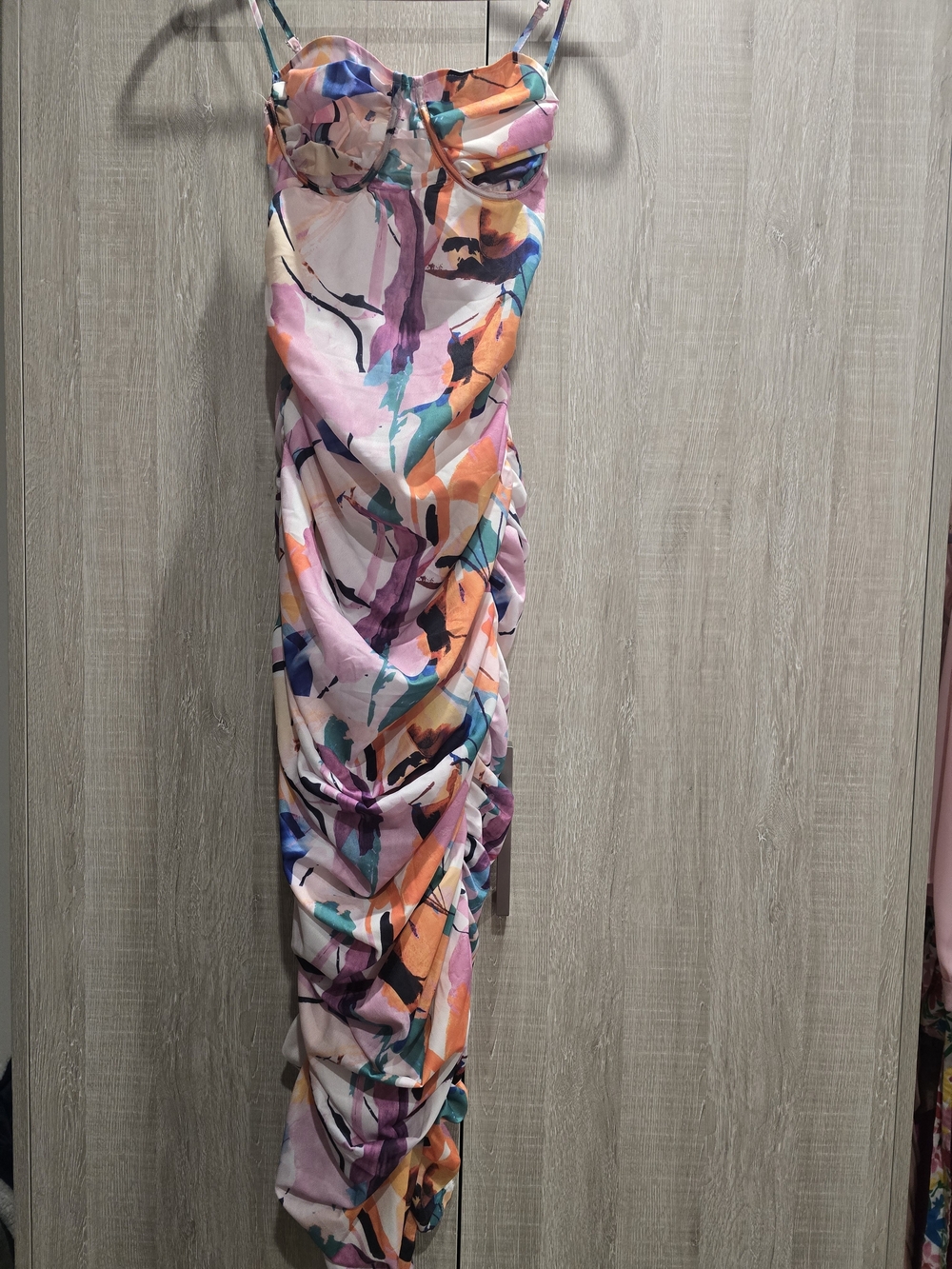 Strap Ruched Multi-Color Women’s Dress - Picture 3 of 4